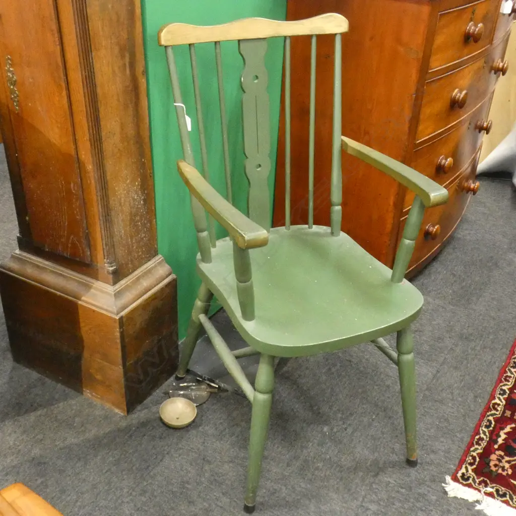 GREEN PAINTED WINDSOR CHAIR Image 1++