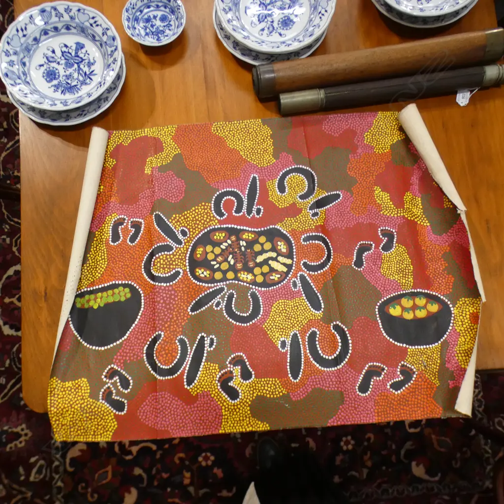 ABORIGINAL DOT PAINTING ON CANVAS BY CAROL HOLLAND WARBURTON COMMUNITY 615x840mm AF  Image 1++
