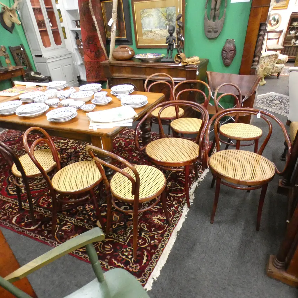 SIX BENTWOOD CHAIRS AND TWO CARVERS Image 1++