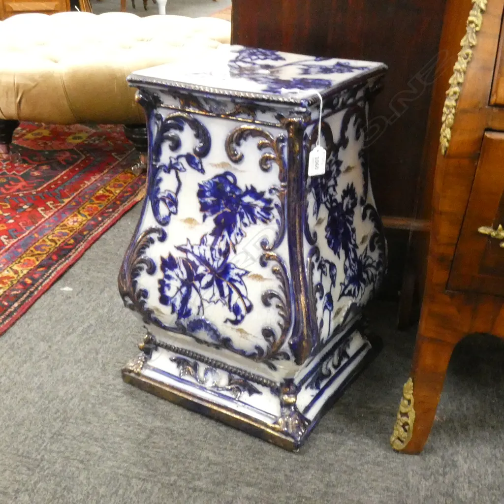 LG OLD FLOW BLUE PLANT STAND TOP 260 SQ H 500MM DARK CRAZING Image 1++