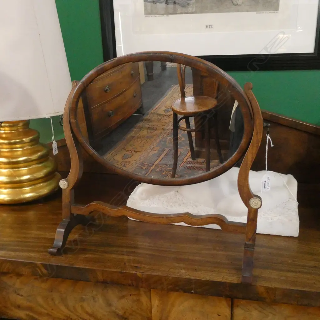 ANTIQUE OVAL TABLE TOP MIRROR W.440mm Image 1++