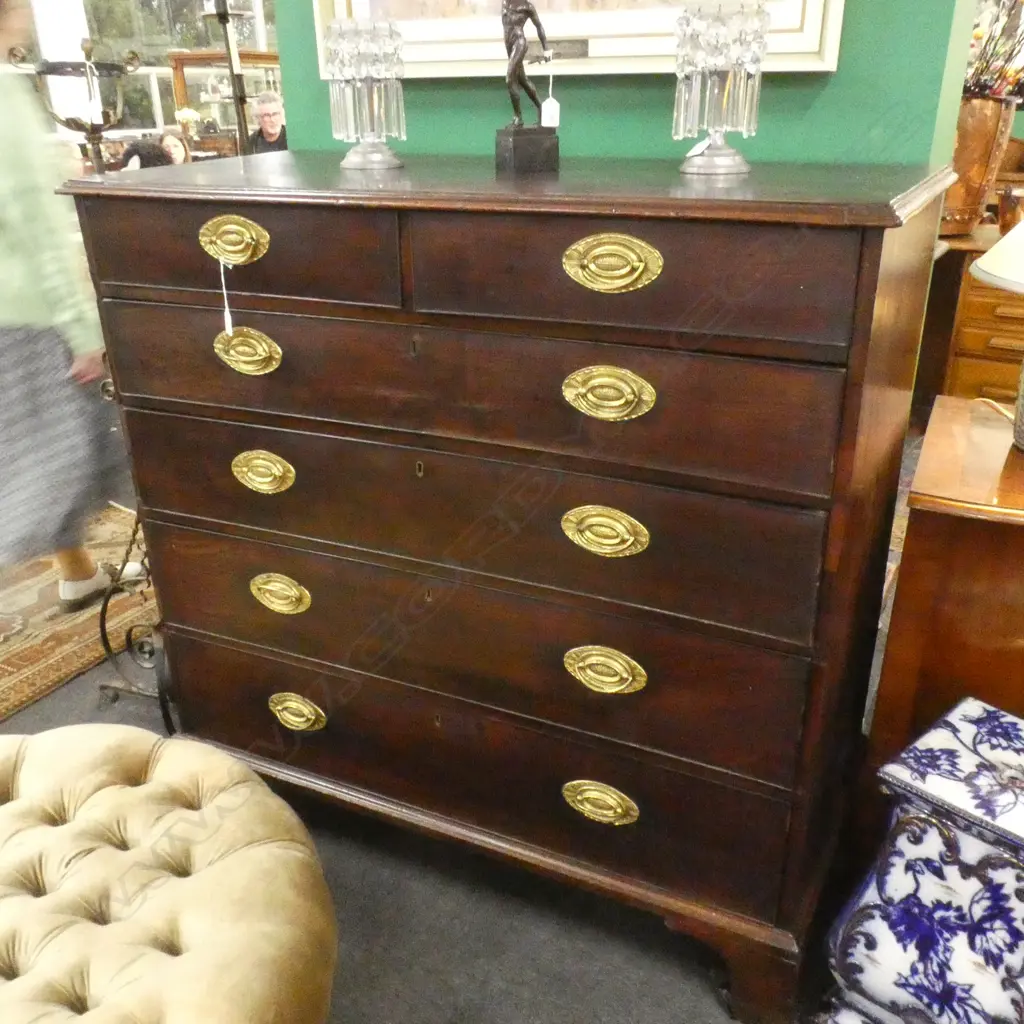 LARGE GEORGIAN FLAT FRONT CHEST OF DRAWERS... Image 1++