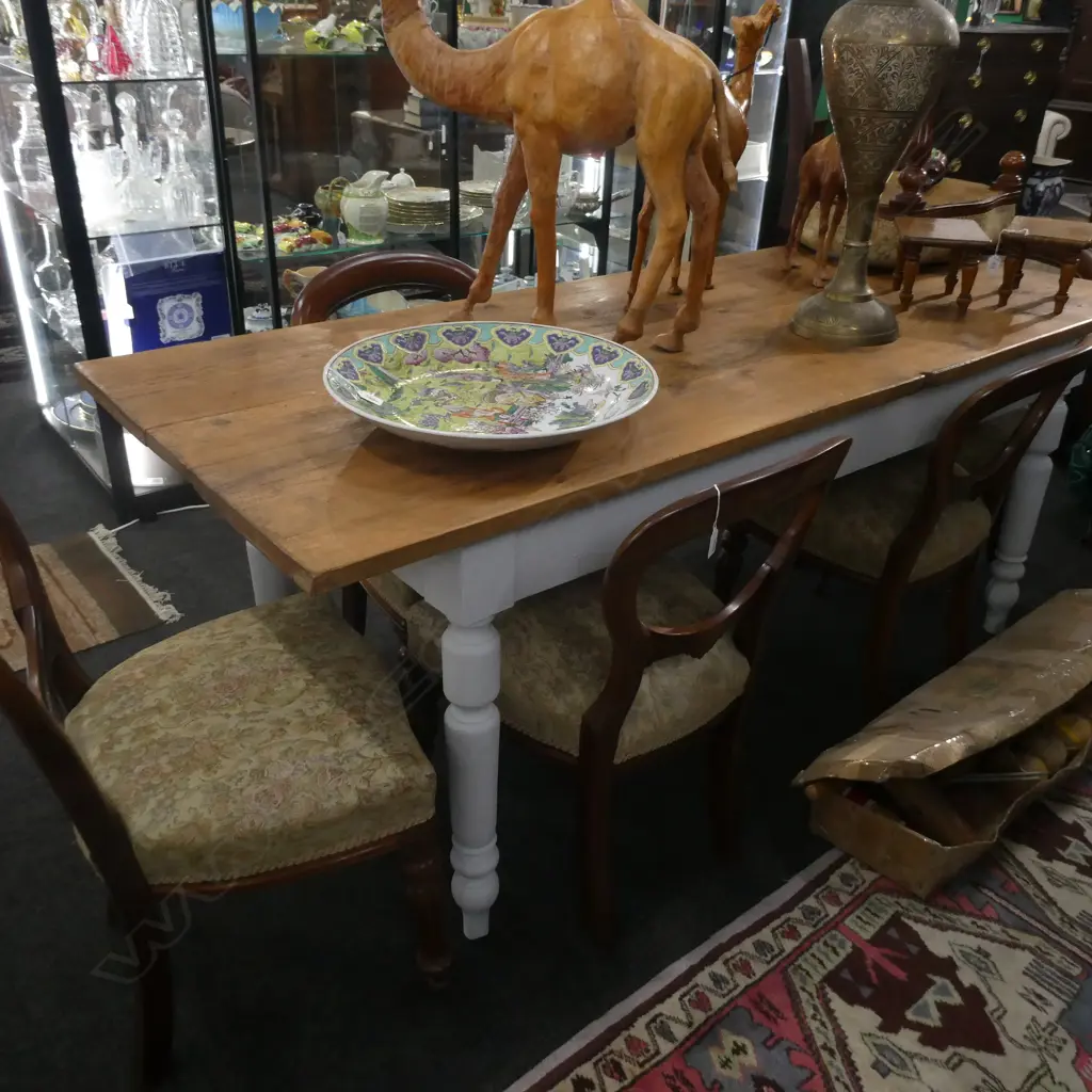 WHITE PAINTED COUNTRY HOUSE DINING TABLE, 2000 x 770 x 800mm Image 1++