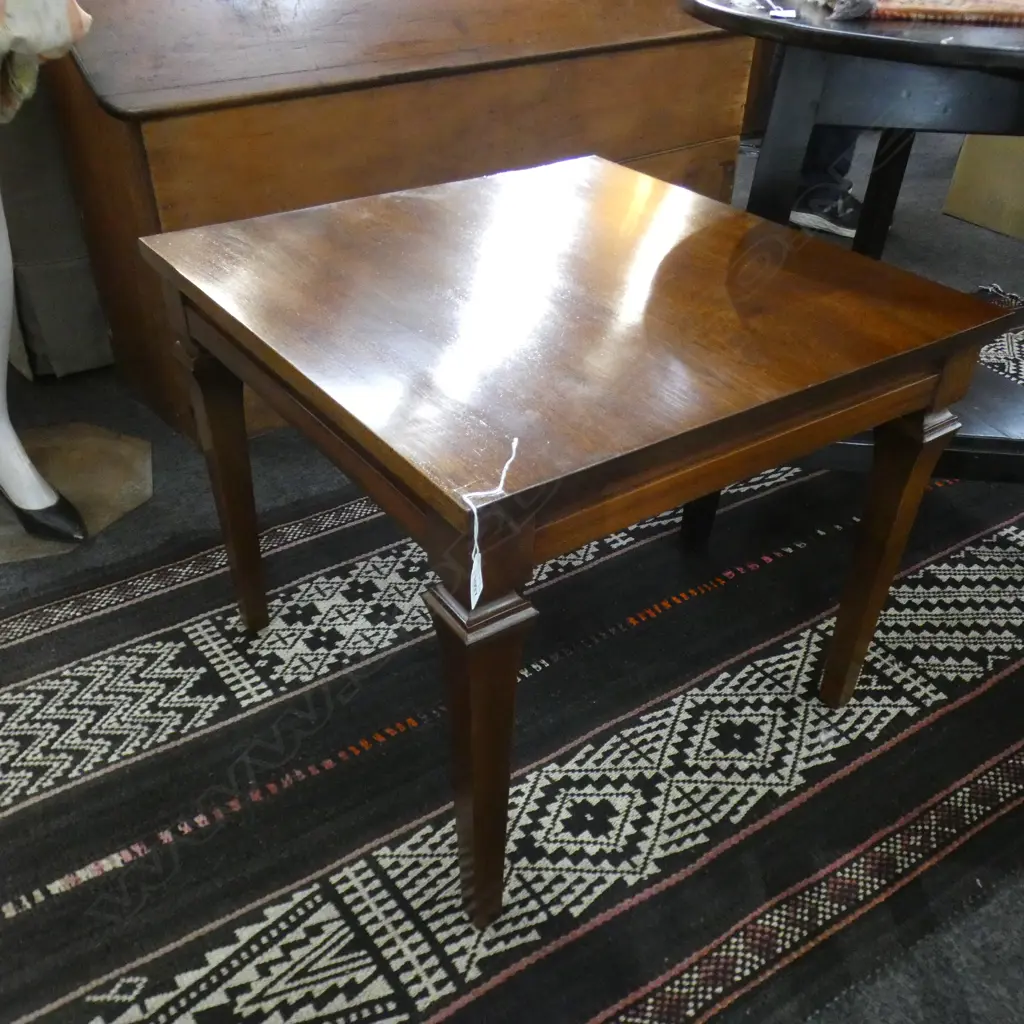 SQUARE SEPELE MAHOGANY SIDE TABLE 590mm sq Image 1++