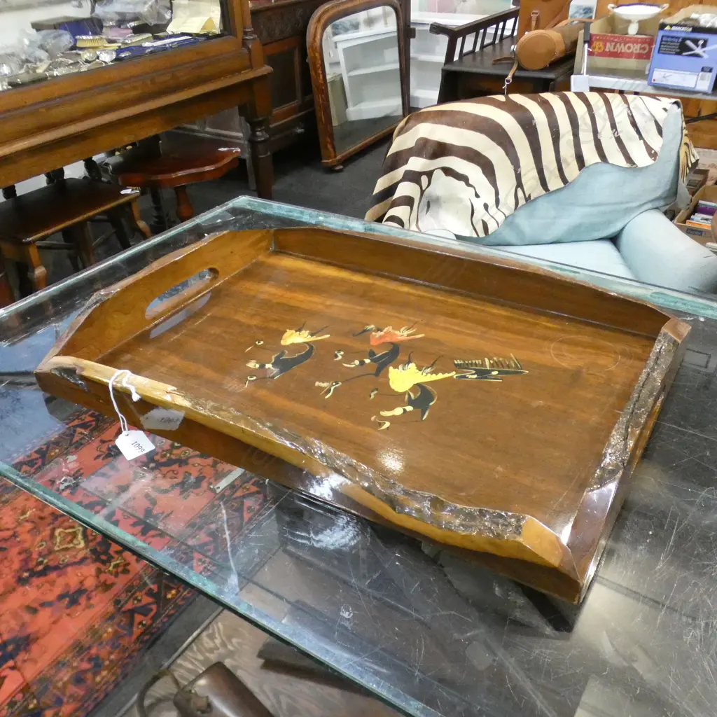 RETRO WOODEN HAND PAINTED SERVING TRAY 500 X 370MM Image 1++