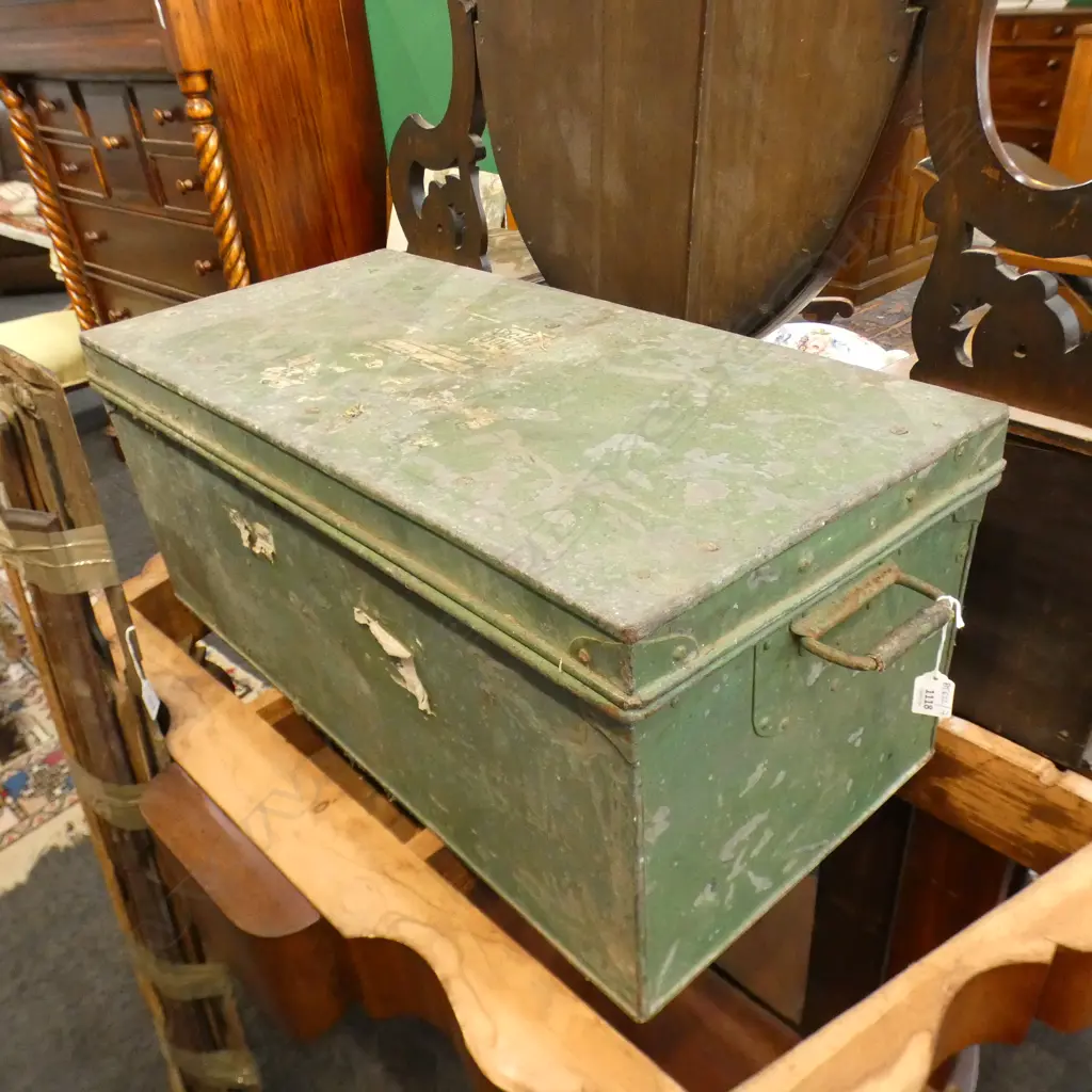 GREEN PAINTED METAL TRUNK W.780mm Image 1++