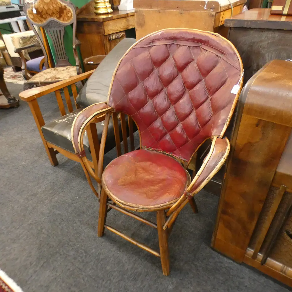 PASCAL VANNERIE BURGANDY LEATHER  CHAIR, H.100mm A/F Image 1++
