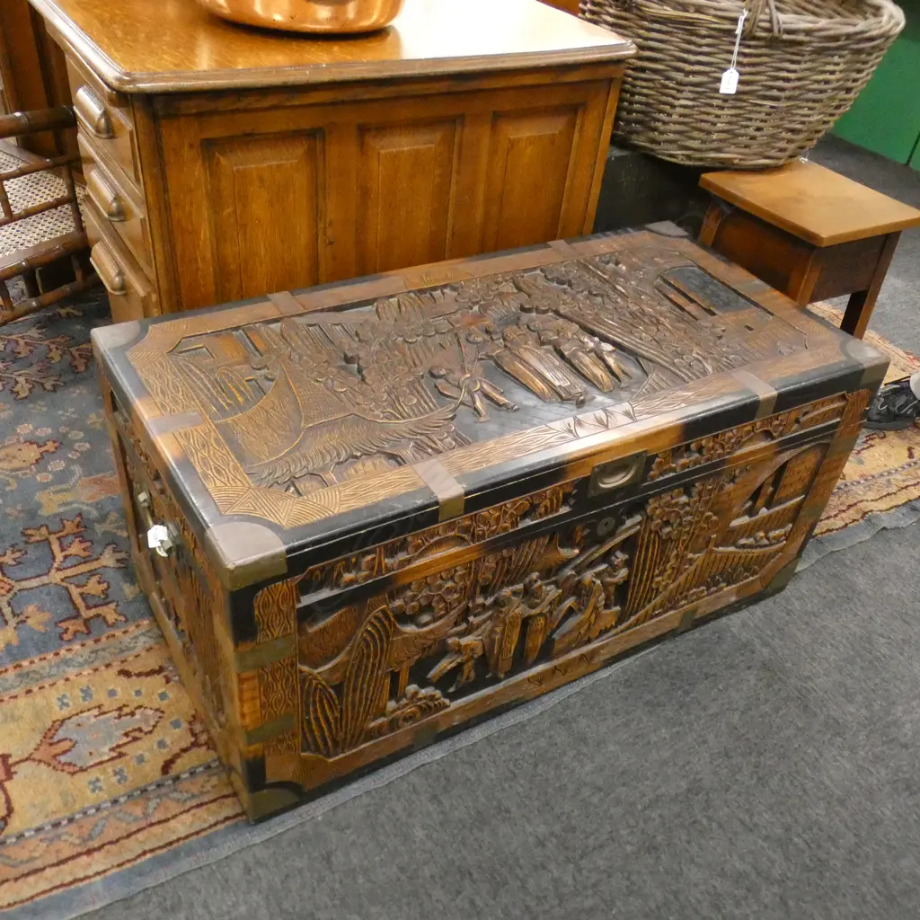 CAMPHER CHEST WITH BRASS STRAPPING 1030x510x490mm Image 1++