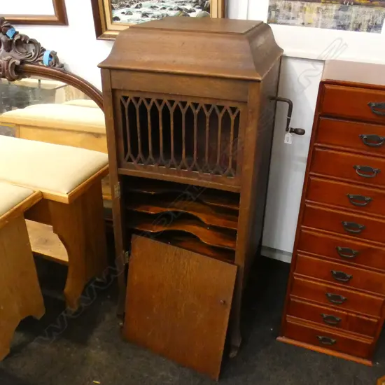 'SONORA' OAK GRAMOPHONE...  (ex Highwic House. The vendor is the great great grandson of the first owner of Highwic).