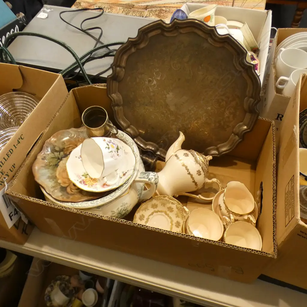 BOX LOT CHINA, EP TRAY, CANDLESTICK, POTTY ETC Image 1++