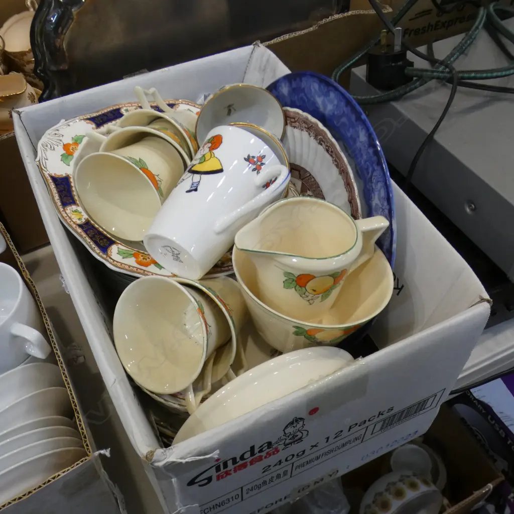 BOX LOT ASST. CHINA; DECO, BABIES PLATE ETC Image 1++