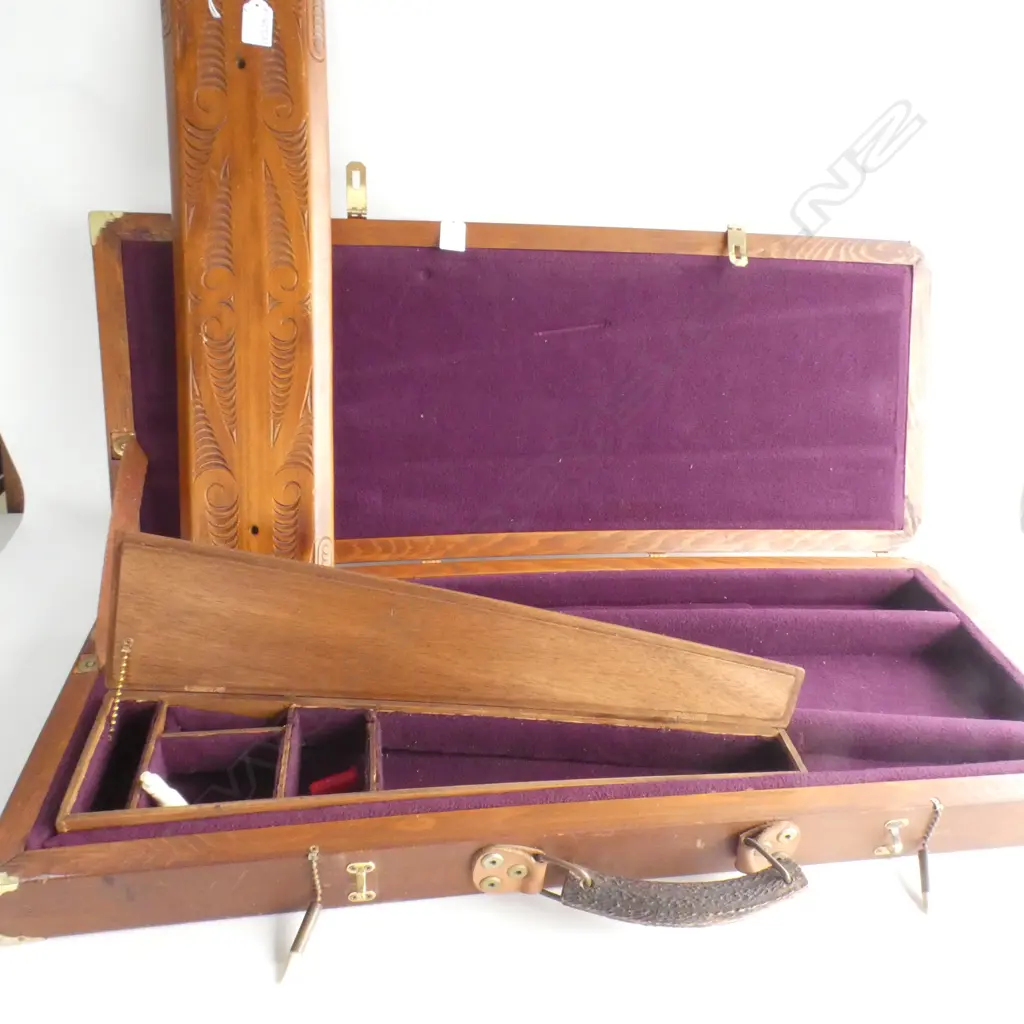 CRAFT MADE SHOTGUN CASE BULLET & ANTLER PARTS + CARVED BOARD Image 1++