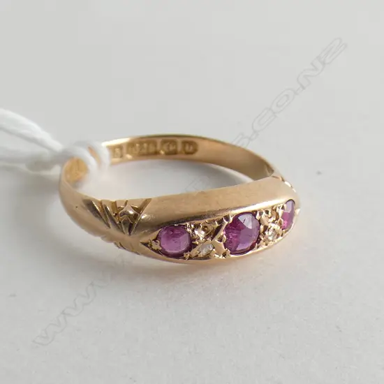 15CT NAT. RUBY RING, BIRM. 1902