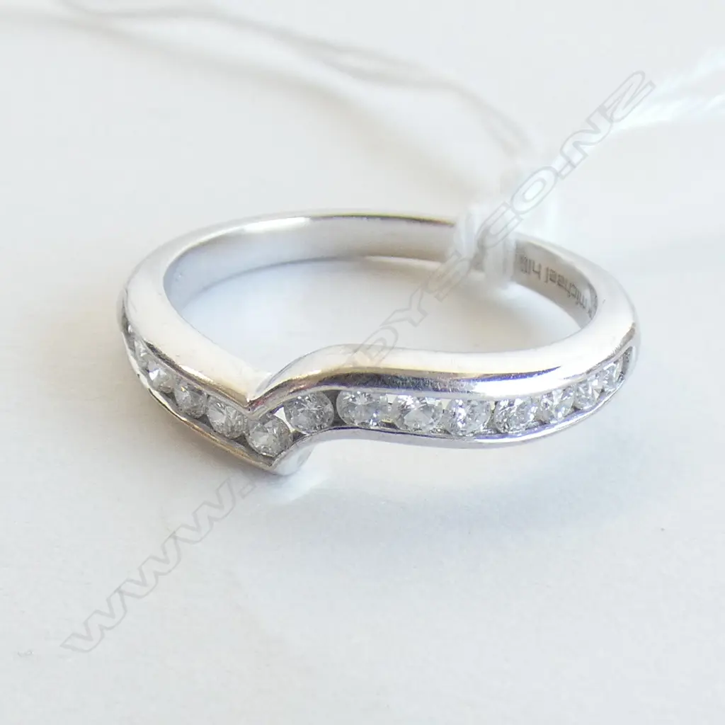18CT WHITE GOLD CHANNEL SET DIAMOND RING 3 GRAMS w. 2016 RECEIPT $2479 Image 1++