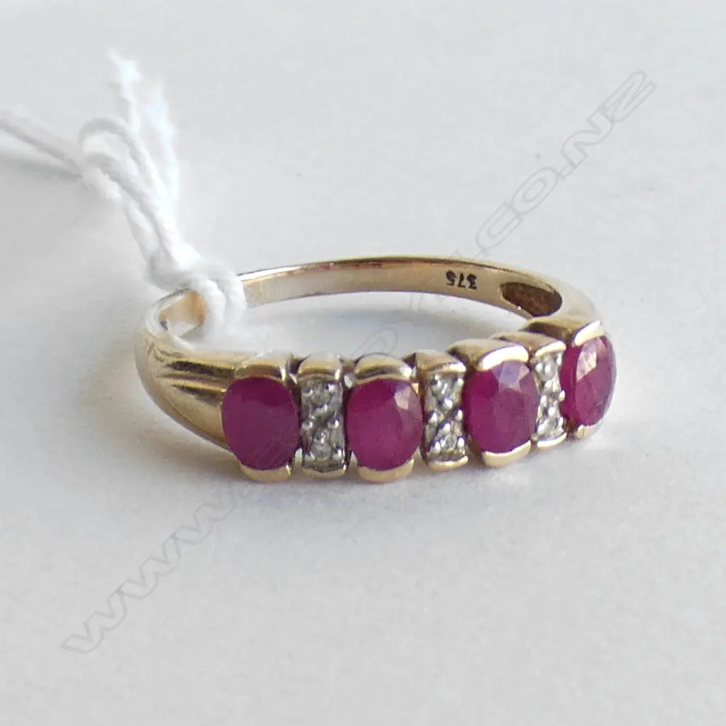 9CT RUBY (COMMERCIAL GRADE) & DIAMOND RING 2.6 GRAMS Image 1++