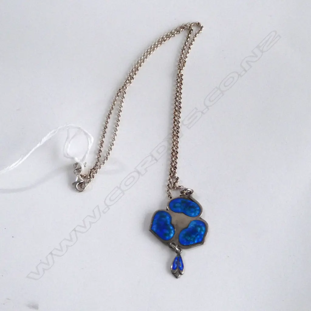 SILVER & ENAMEL ARTS & CRAFTS PENDANT BIRMINGHAM 1909 Image 1++
