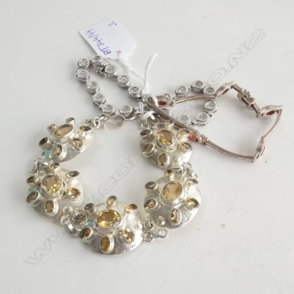 3 JEWELLED STG BRACELETS 63 GRAMS Image 1++