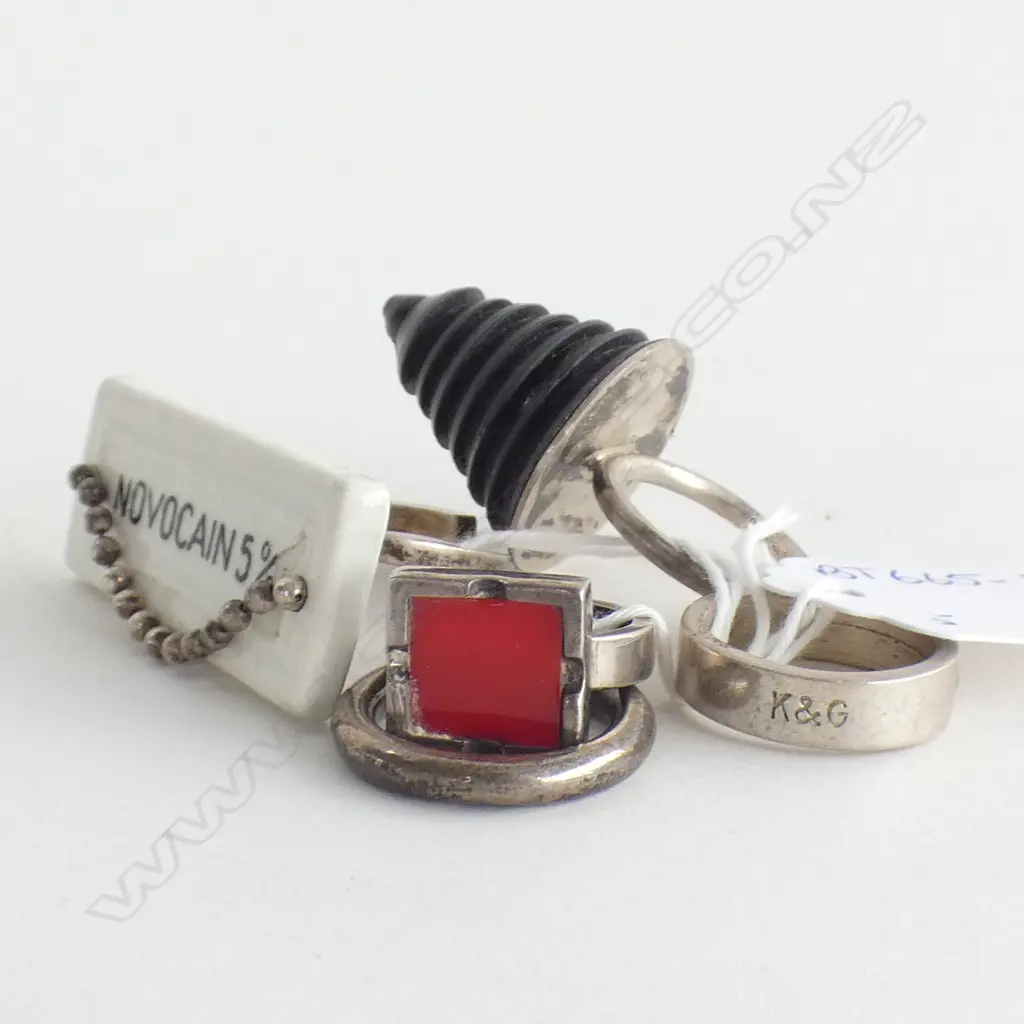 (R) 5 CONTEMPORARY SILVER RINGS BY JEWELLER KIM BRICE ONE WITH DIAMOND Image 1++