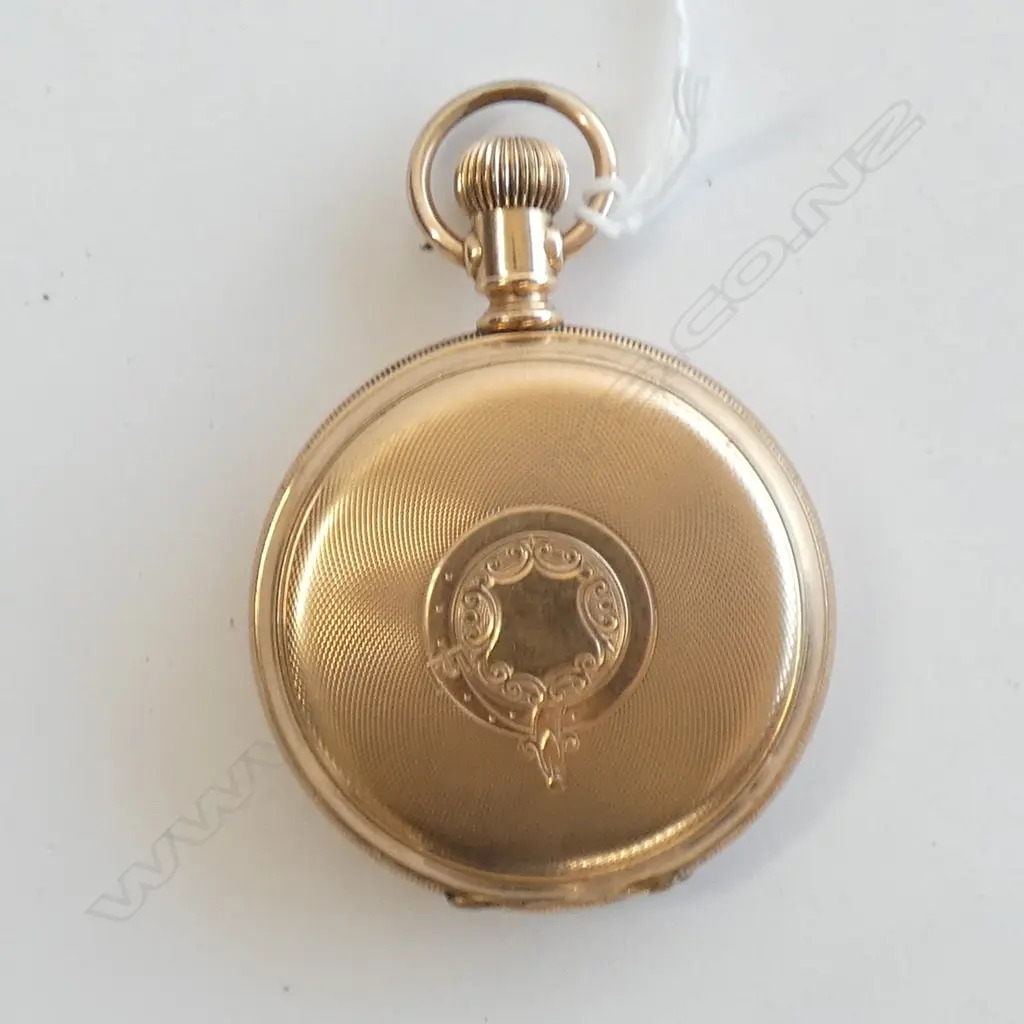 early 20thC GOLD PLATE WALTHAM HUNTER POCKET WATCH WORKING Image 1++