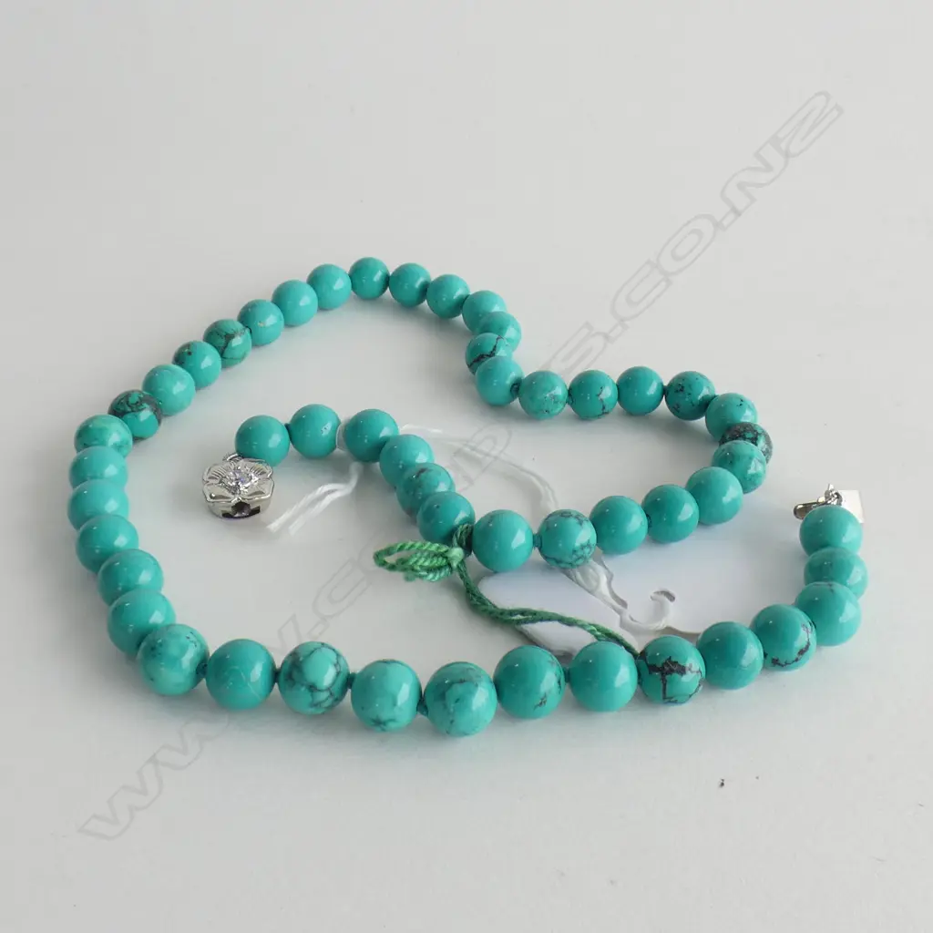 TURQUOISE BEAD NECKLACE L.450mm Image 1++