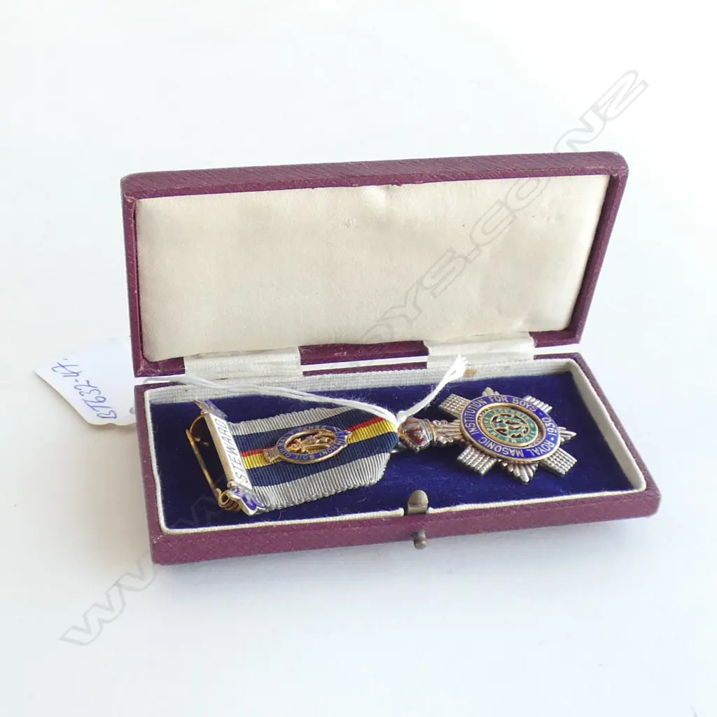 ROYAL MASONIC INSTITUTE FOR BOYS ENAMELLED SILVER MEDAL 'STEWARD' BOXED Image 1++