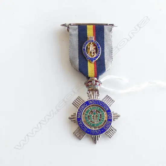 ROYAL MASONIC INSTITUTE FOR BOYS ENAMELLED SILVER MEDAL 'STEWARD' BOXED