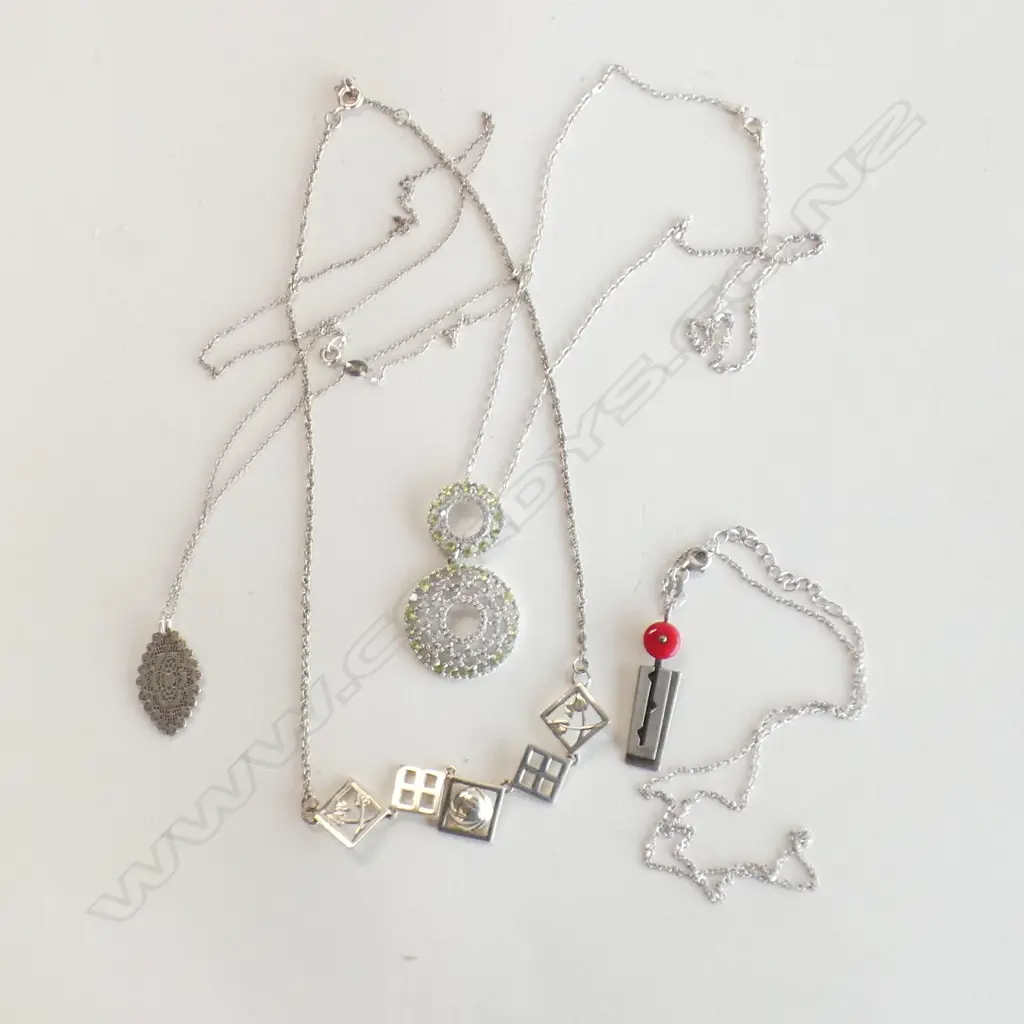 4 SILVER PENDANT & CHAIN NECKLACES VARIOUS DESIGNS Image 1++