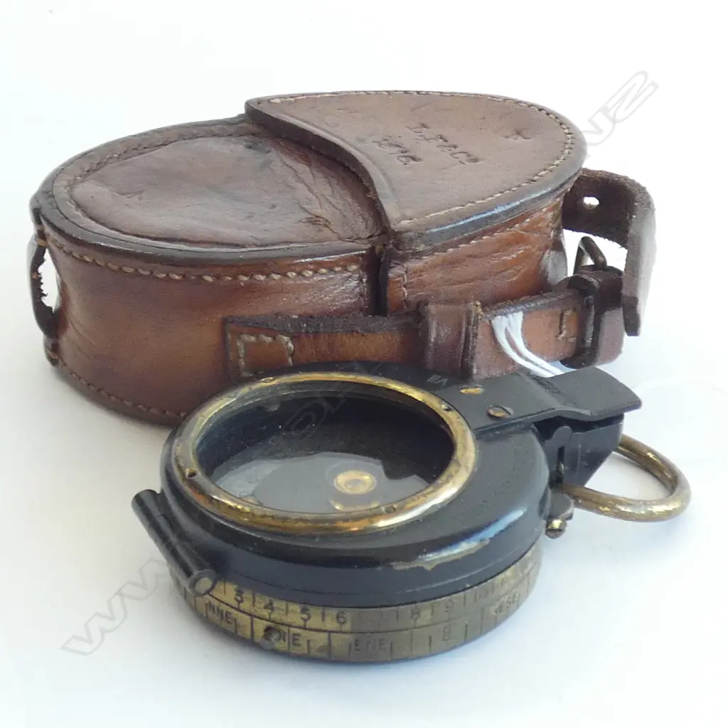 WWI 1917 BRITISH MILITARY COMPASS, VERNER'S PATTERN Mk.VII by E. KOEHN, GENEVA, SWITZERLAND, in LEATHER CASE Image 1++