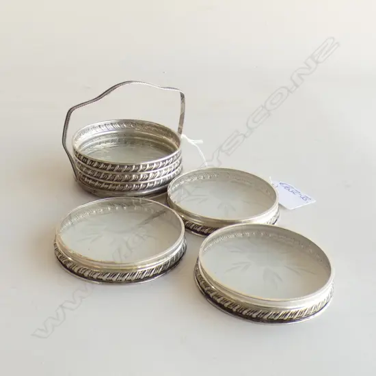 SILVER FRAMED GLASS BASED GLASS COASTERS IN MATCHING FRAME