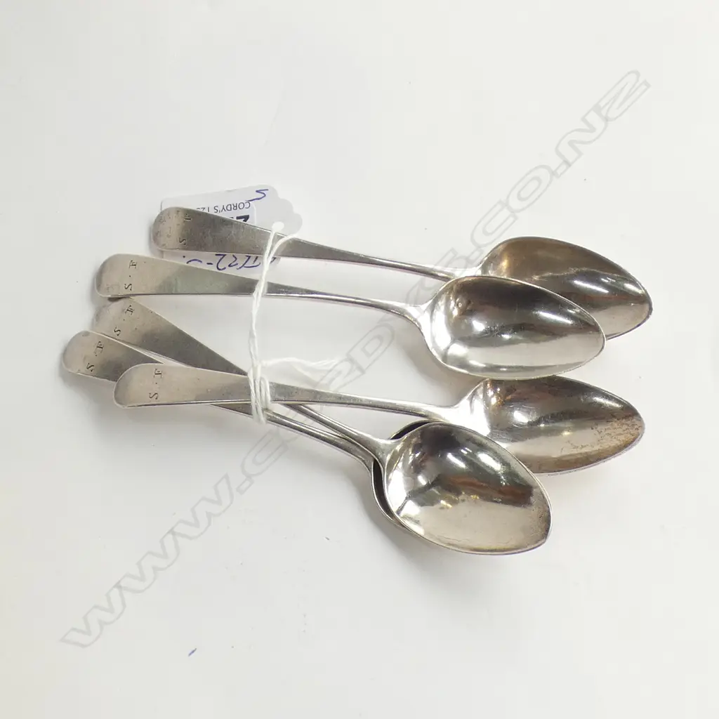 SET 5 GEORGE III SILVER TEASPOONS LONDON 1811 66gms Image 1++