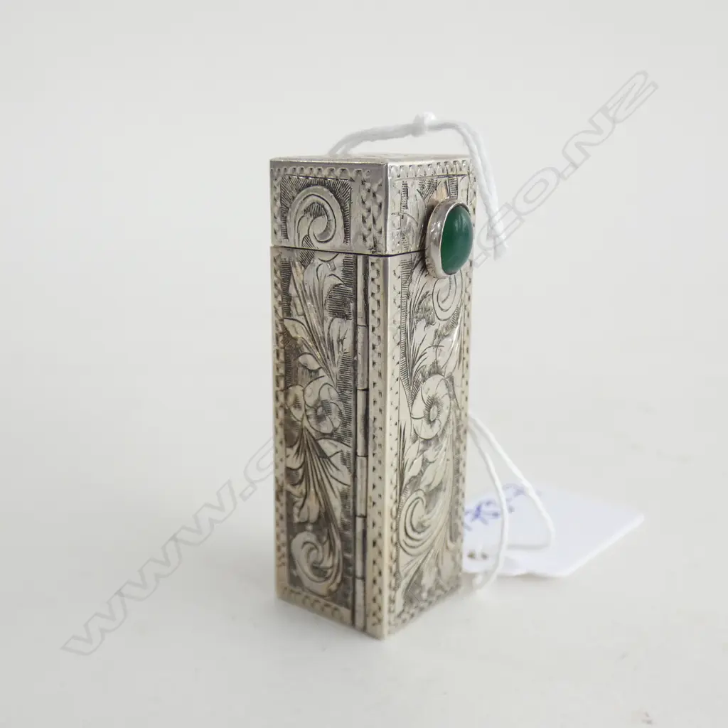 ITALIAN .800 SILVER ENGRAVED LIPSTICK HOLDER SLIDING & FOLDING... Image 1++