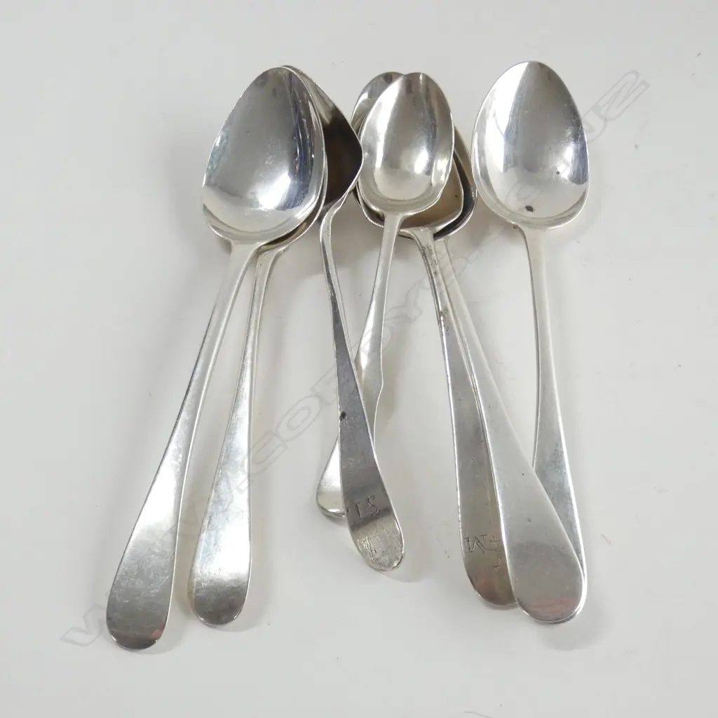 7 ASST MAINLY GEORGE III SILVER TEASPOONS 90gms Image 1++