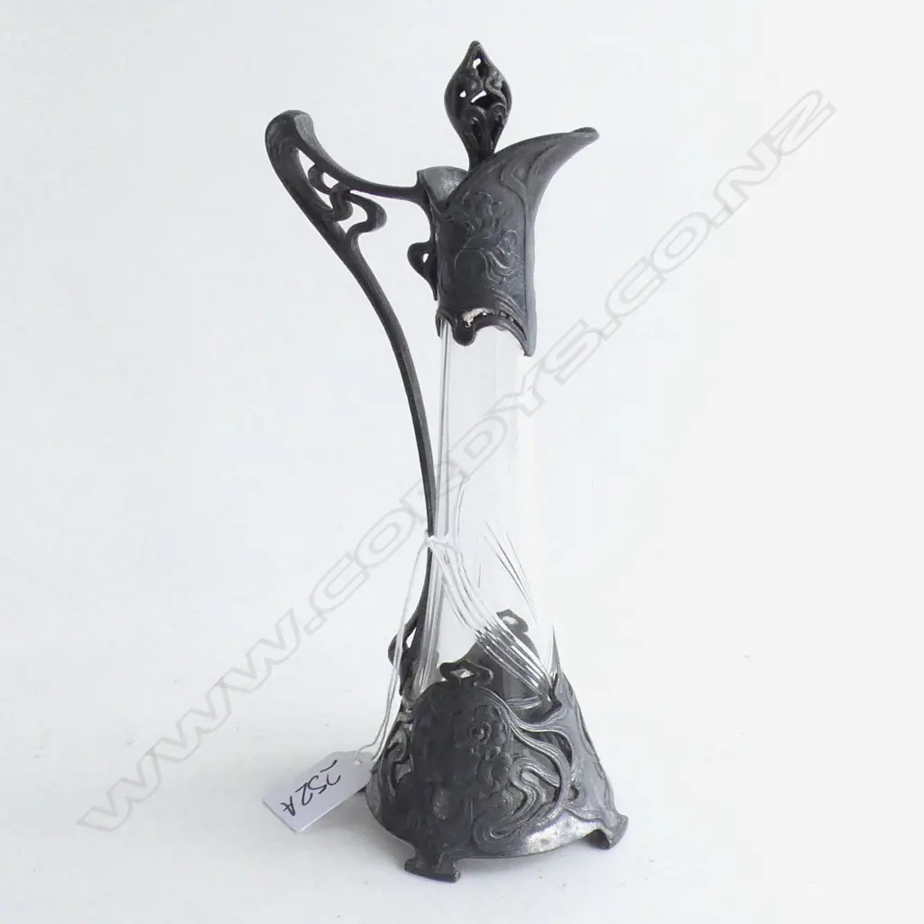 MINIATURE CLARET JUG.EARLY 20THC WMF MANUFACTURE TYPICAL NOUVEAU PATTERN  FEMALE HEAD IN PROFILE 240MM HIGH Image 1++