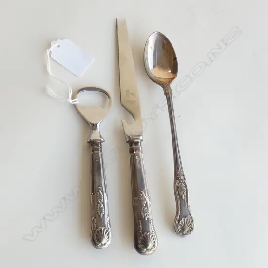 BOXED 3 PCE SILVER SPOON KNIFE OPENER SET SHEFFIELD 1960