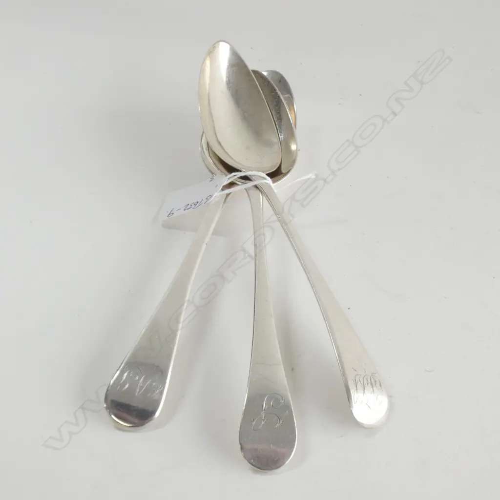3 GEO.III SILVER TABLE SPOONS OLD ENGLISH 182gm,L.1797. Image 1++