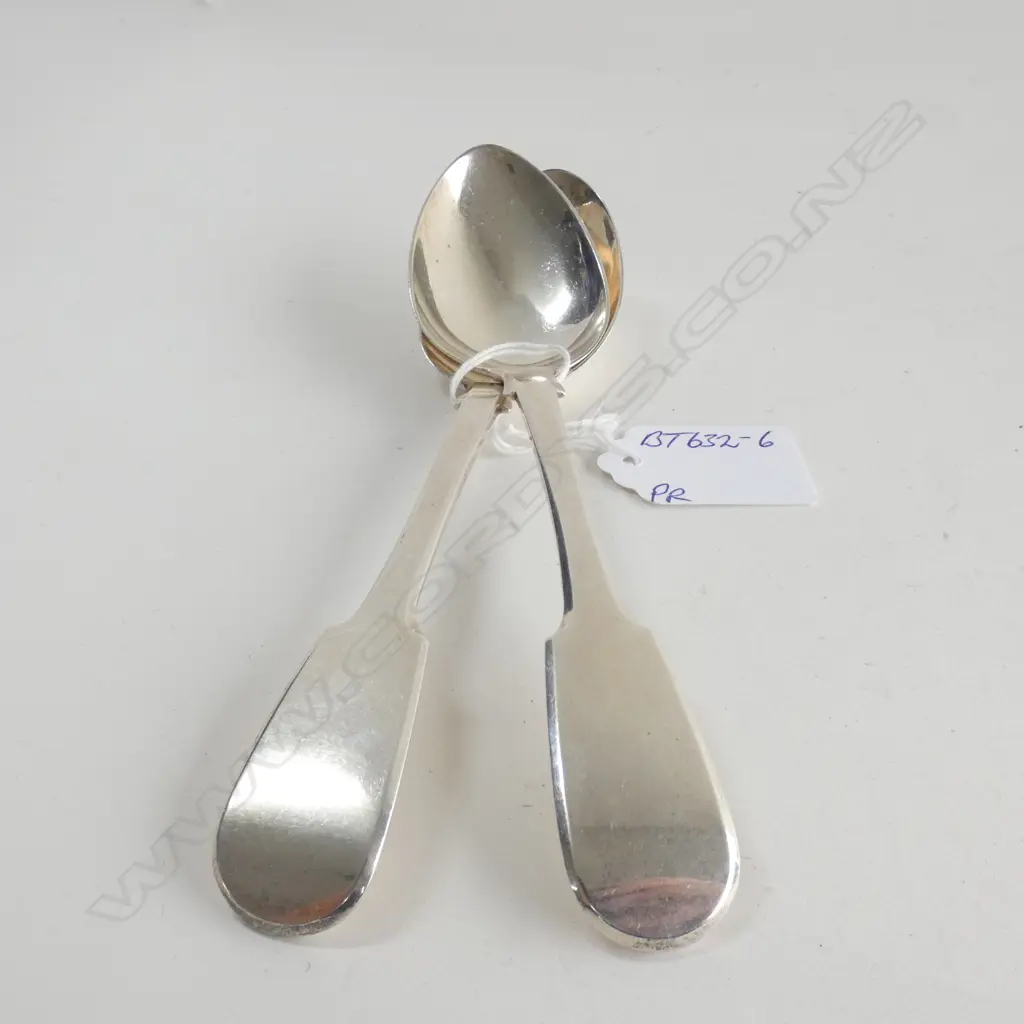 PR GEO IV SILVER DESSERT SPOONS 85gms FIDDLE PATTERN Image 1++