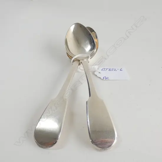 PR GEO IV SILVER DESSERT SPOONS 85gms FIDDLE PATTERN