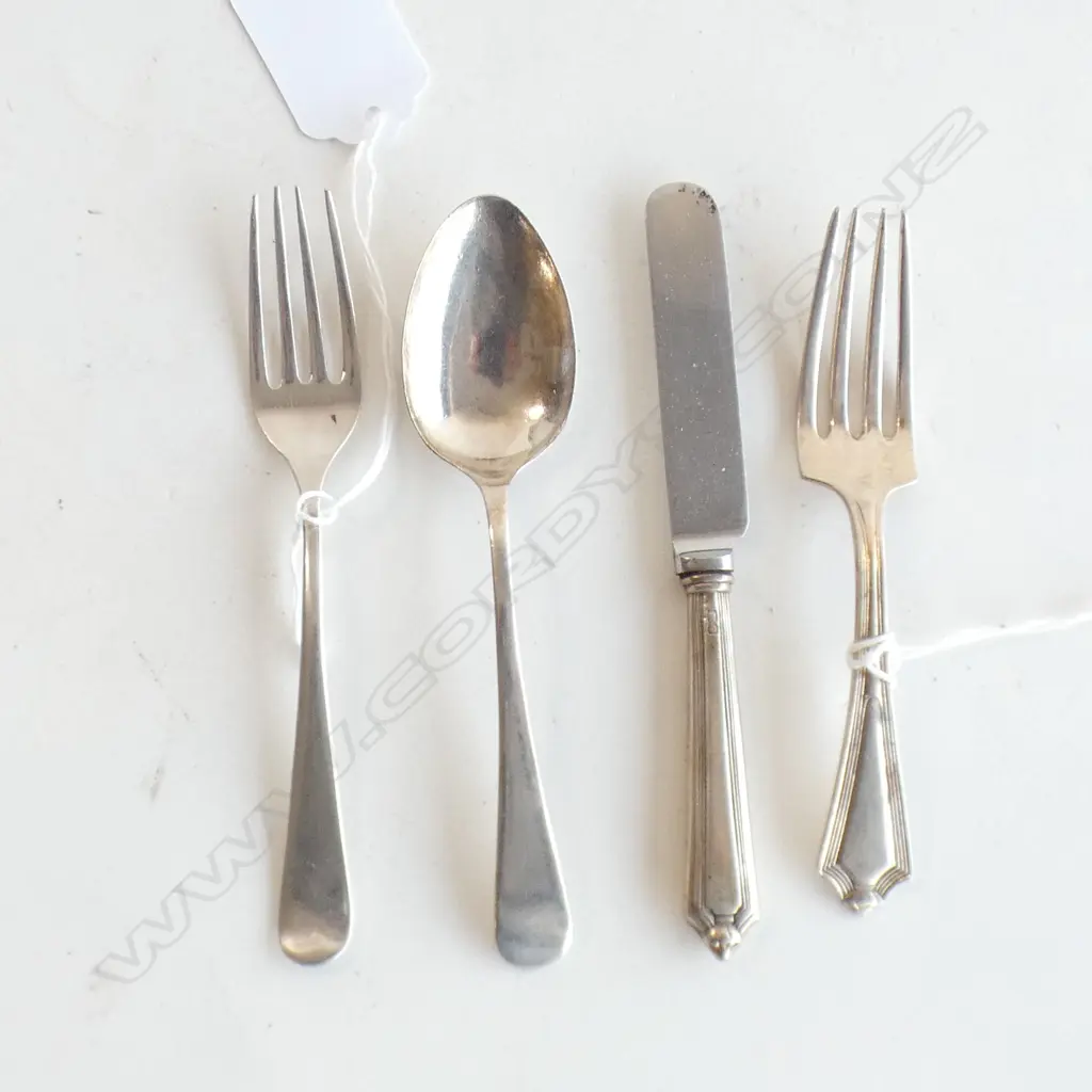 2 BOXED SILVER CHRISTENING SETS. SPOON & FORK + KNIFE & FORK Image 1++