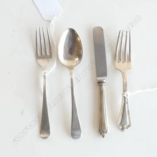 2 BOXED SILVER CHRISTENING SETS. SPOON & FORK + KNIFE & FORK