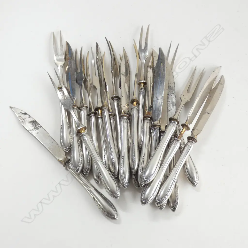 23 PCE C1900 800 SILVER HANDLED FRUIT SET Image 1++