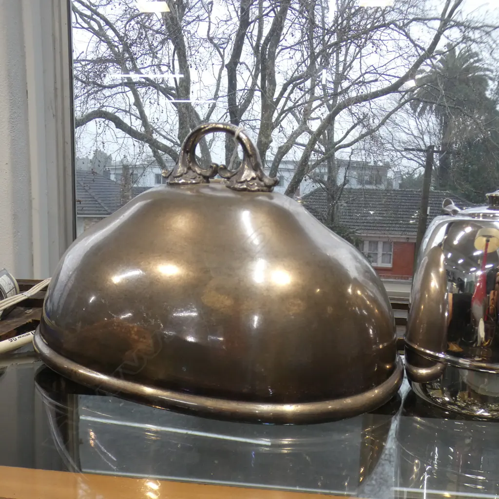 OLD SILVER PLATE MEAT COVER  305 X 230MM Image 1++