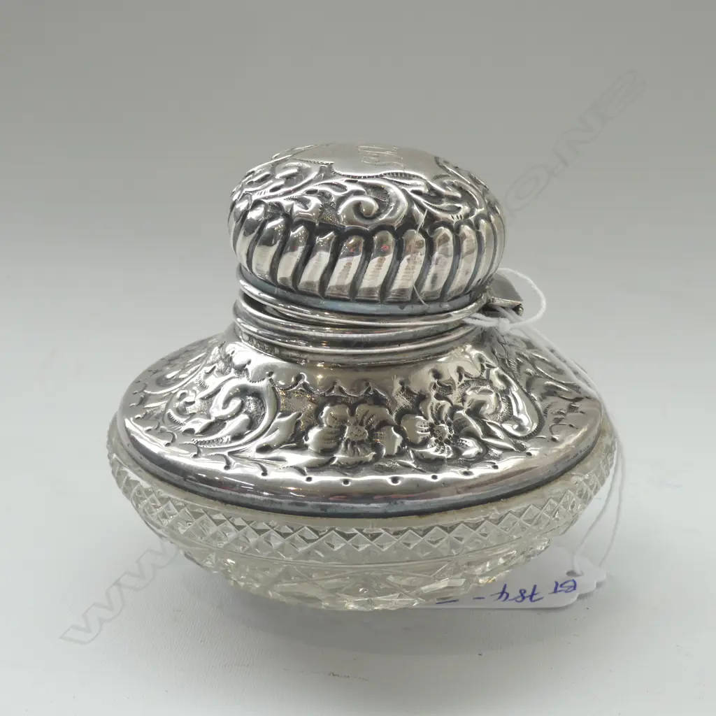 STERLING SILVER INKWELL BIRMINGHAM 1901 Image 1++