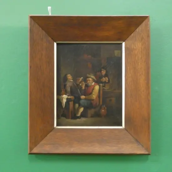 LATE 19TH CENTURY PAINTING ON TIN. GENTLEMAN WITH PIPE 190X160MM
