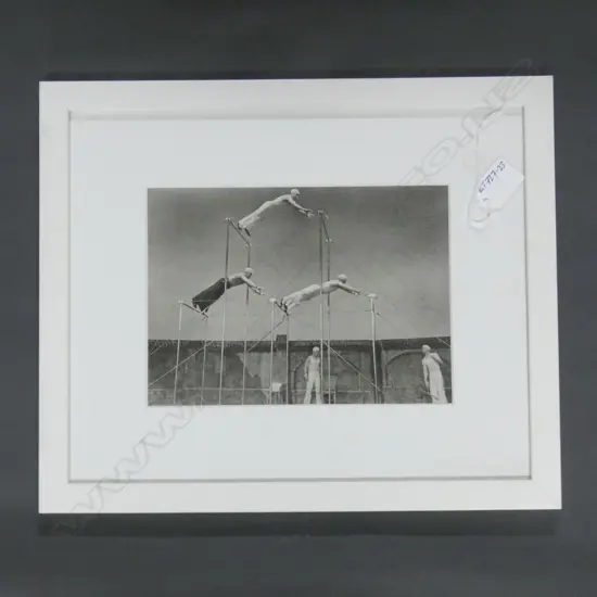 EARLY/MID 20thC B&W PHOTO GYMNISTS ON UNEVEN BARS 160x215mm. European
