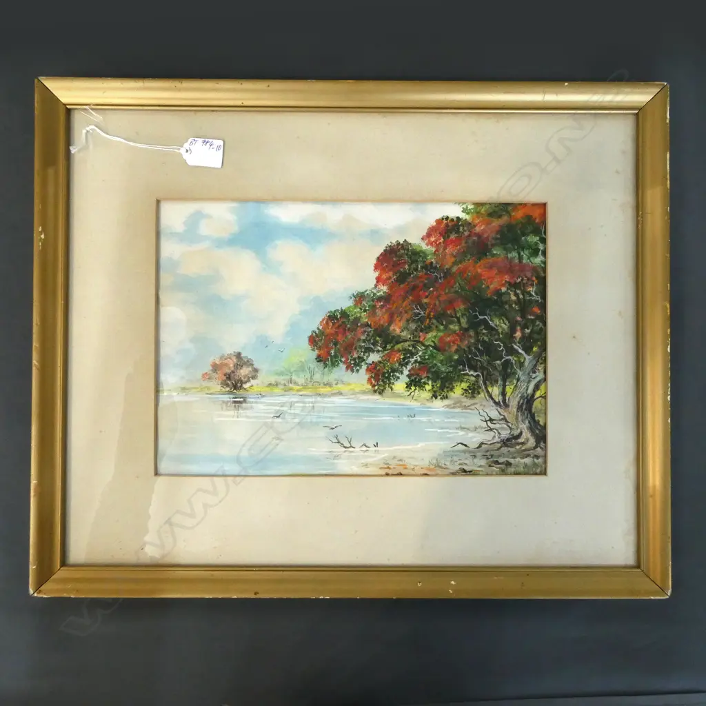 W/COLOUR DEPICTS POHUTAKAWA IN A COASTAL SETTING 240X340MM Image 1++