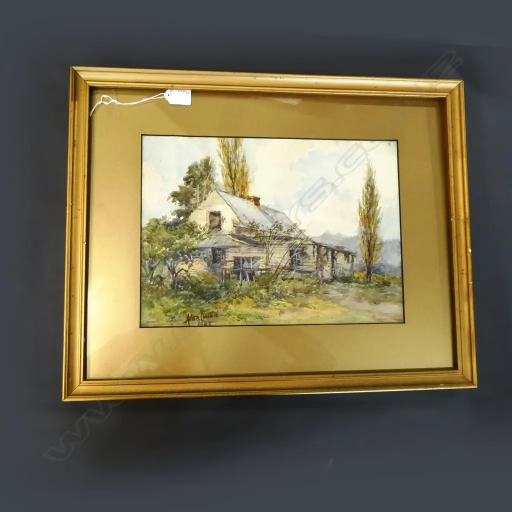 1922 W/COLOUR BY HELEN CHRISTIE SIGNED. DEPICTS OLD COTTAGE 260X355MM Image 1++