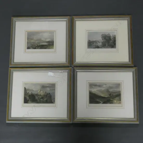 FOUR ANTIQUE COLOURED ENGRAVINGS 160 x 200mm