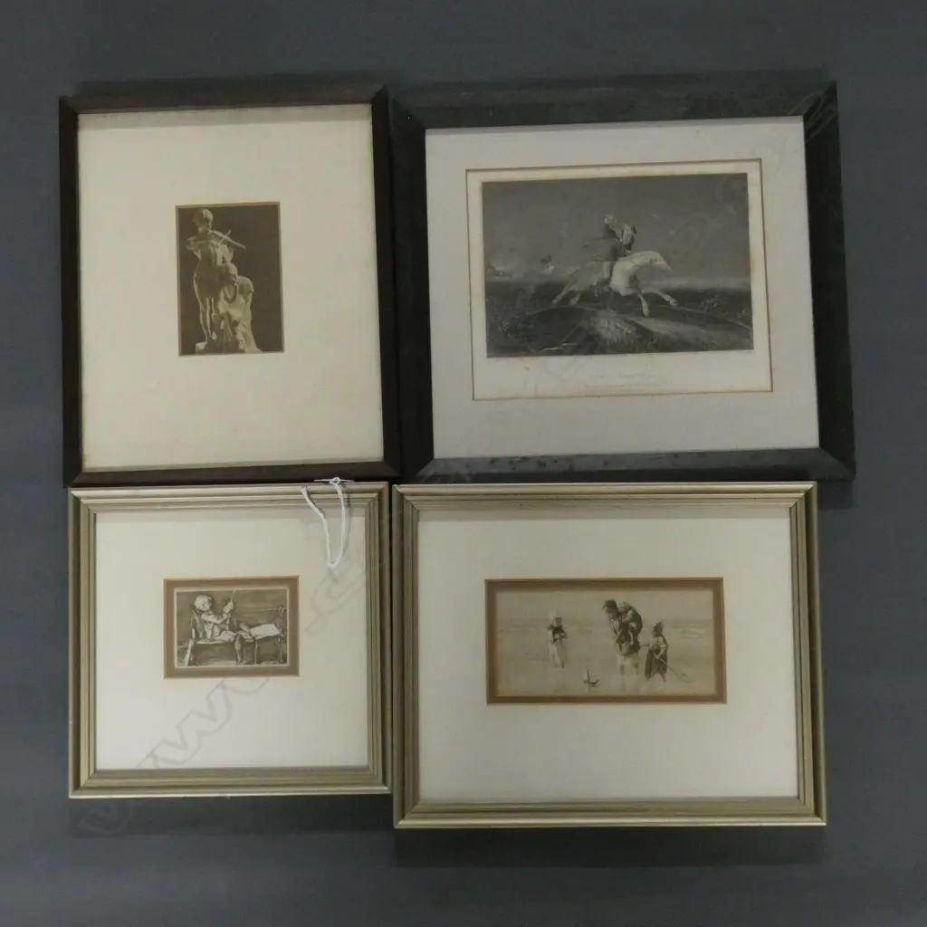 ANTIQUE ENGRAVING AND THREE PRINTS Image 1++