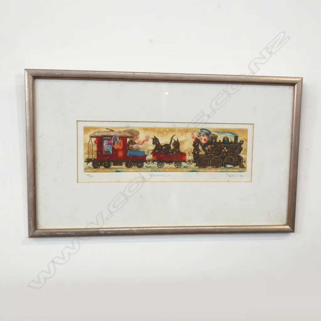 GARY TRICKER PRINT 'CATOPHILY' 65/75 SIGNED & DATED '94 75x275mm Image 1++
