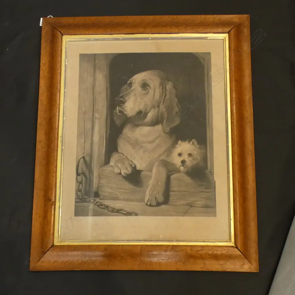 LANDSEER PRINT 'DIGNITY AND IMPUDENCE' IN BIRDS EYE MAPLE FRAME 545x425mm Image 1++